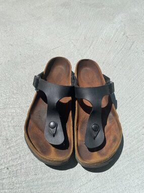 🩴 Birkenstock Gizeh Black Birko Flor Sandals Size 37 Comfort Sandals
